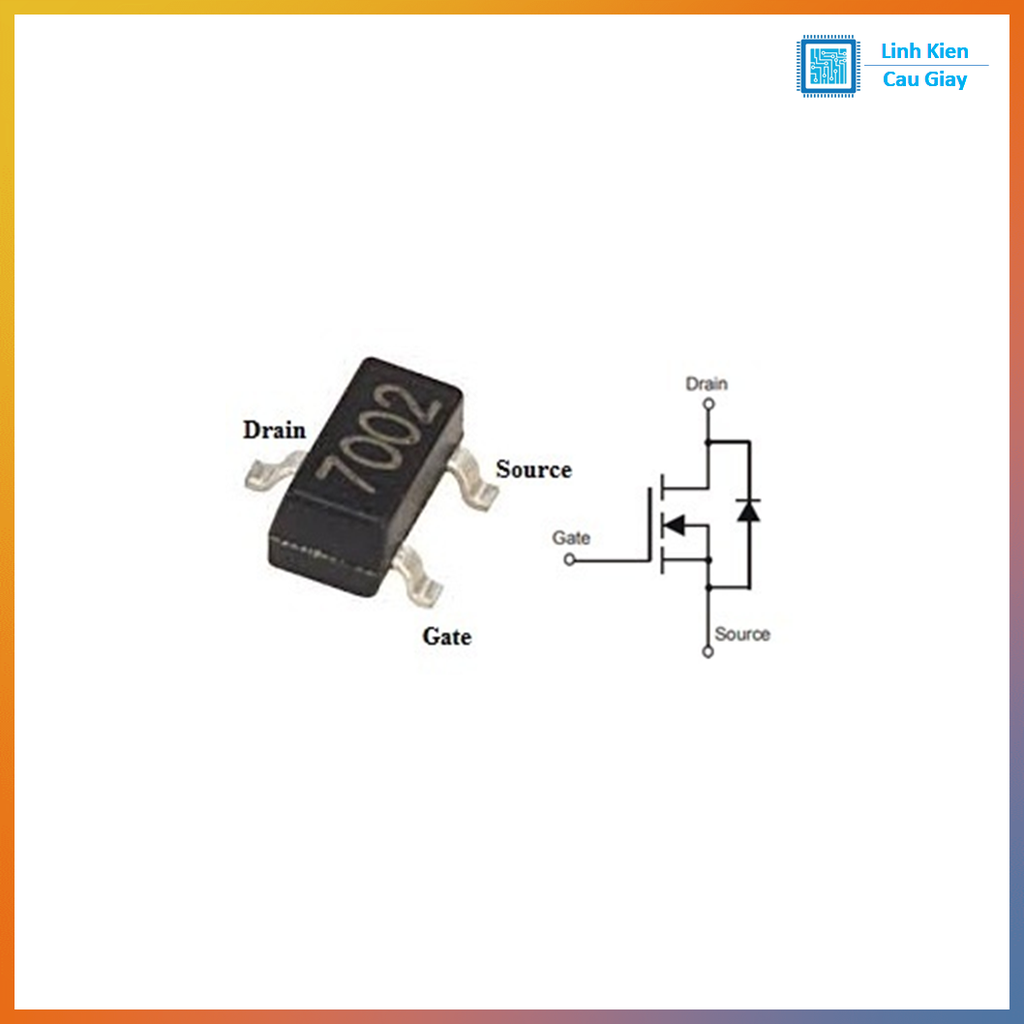 Linh kiện Mosfet 2N7002 Chân dán SOT-23 (SL: 5 chiếc)