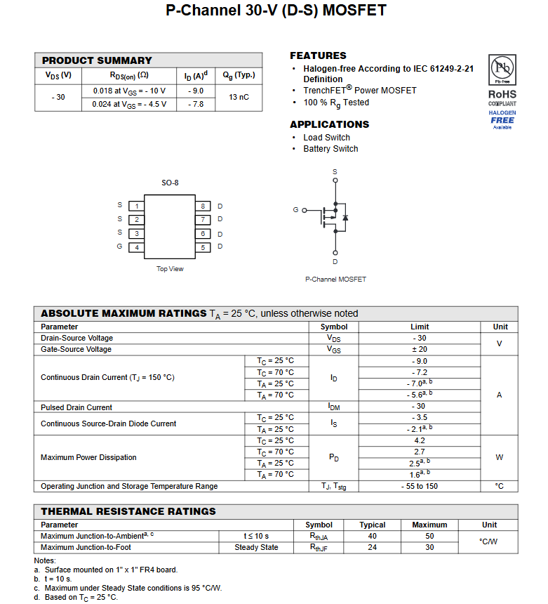 Linh kiện MOSFET AO4435 kênh P 30V chân dán SOP-8