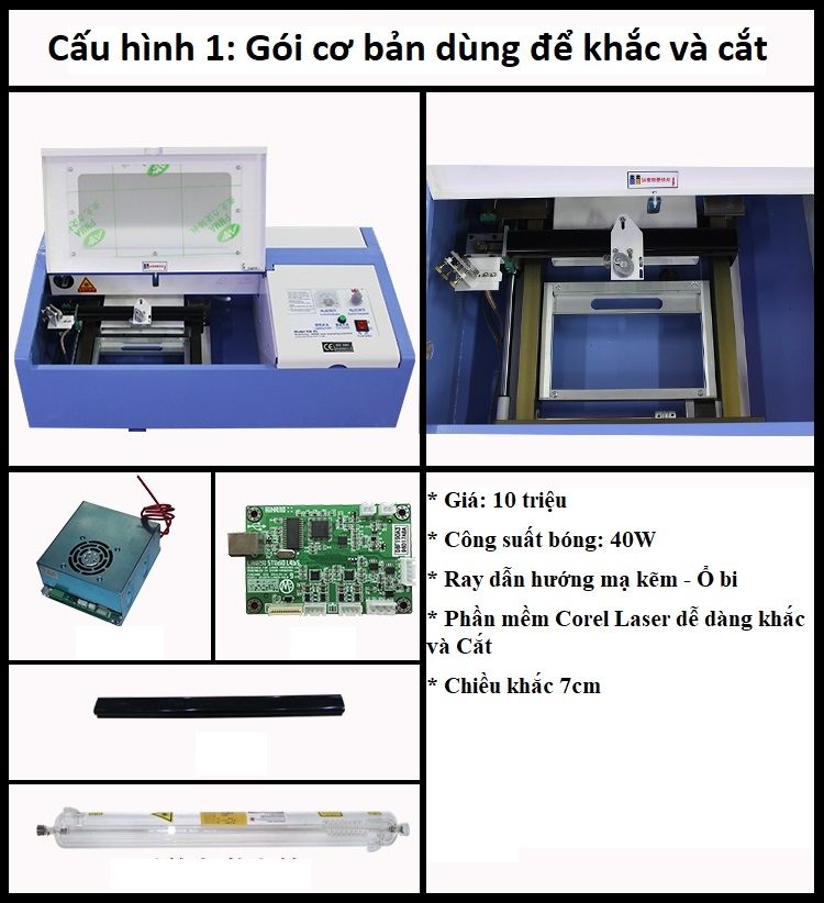 Máy cắt khắc Laser CO2 2030 40W, 50W