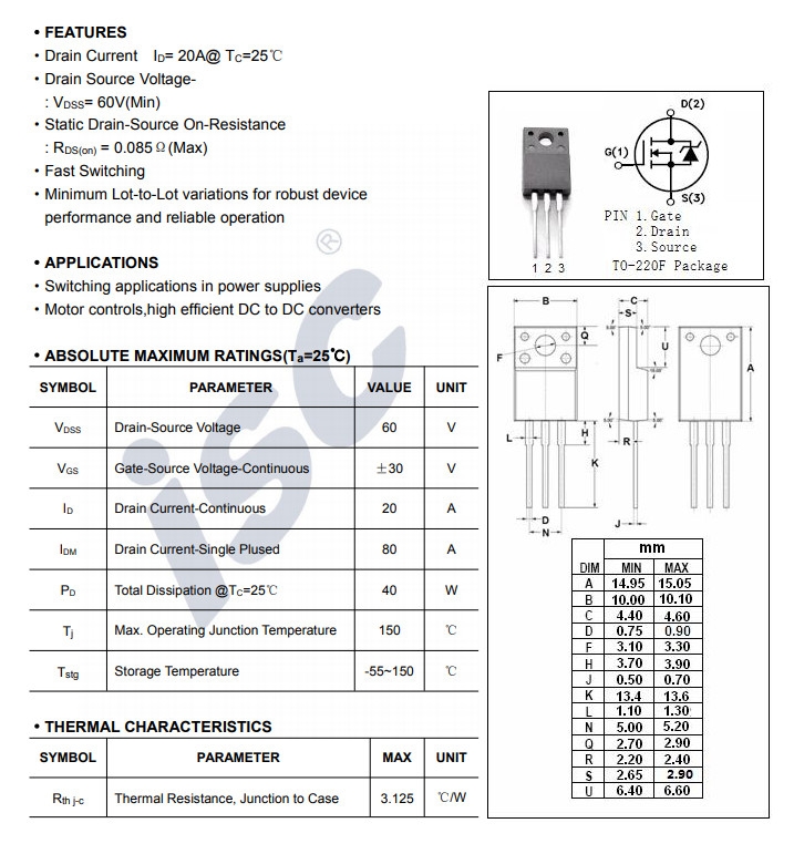 Linh kiện 20N06 TO-252