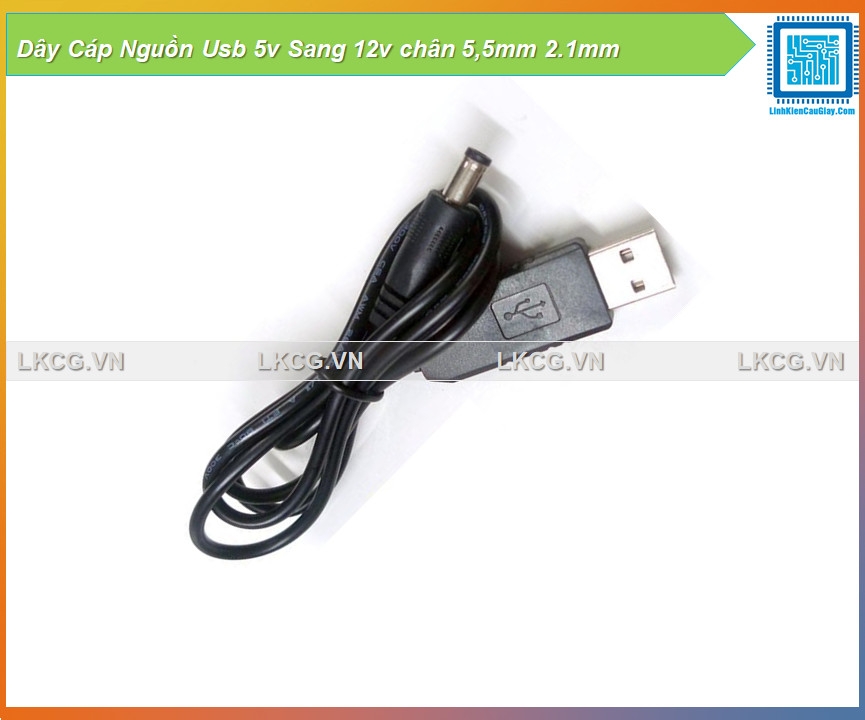 Dây Cáp Nguồn USB 5v ra 5V, 9V, 12V chân DC 5,5mm x 2.1mm