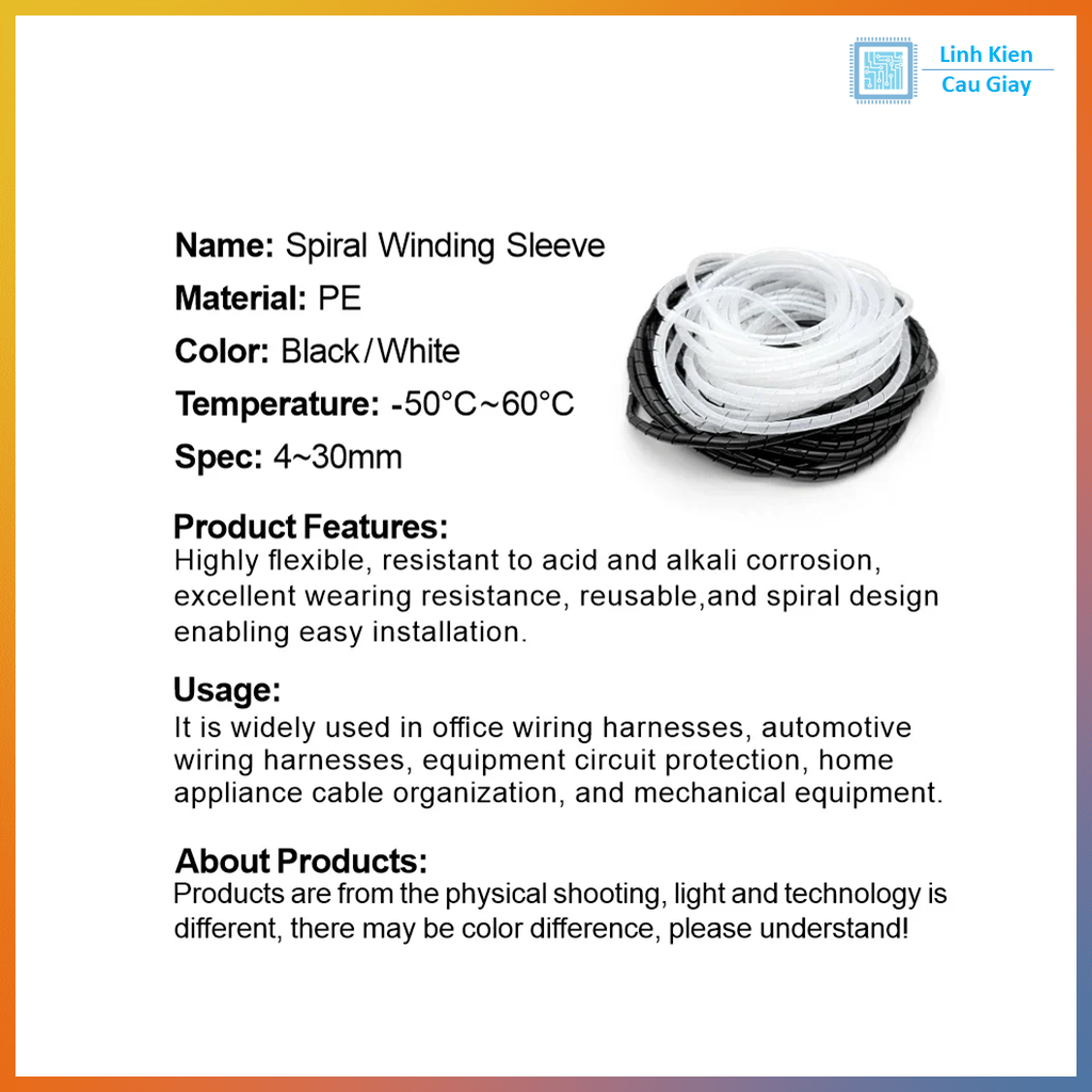 Dây xoắn nhựa đủ kích thước