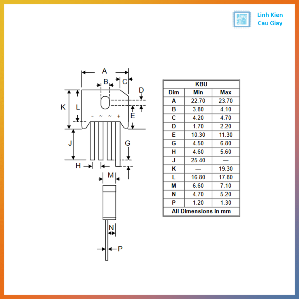 Linh kiện Diode KBU608 8A 600V