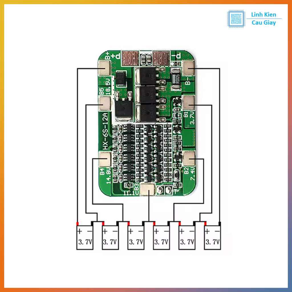 Mạch sạc và bảo vệ pin 6 Cell 15A lithium 18650
