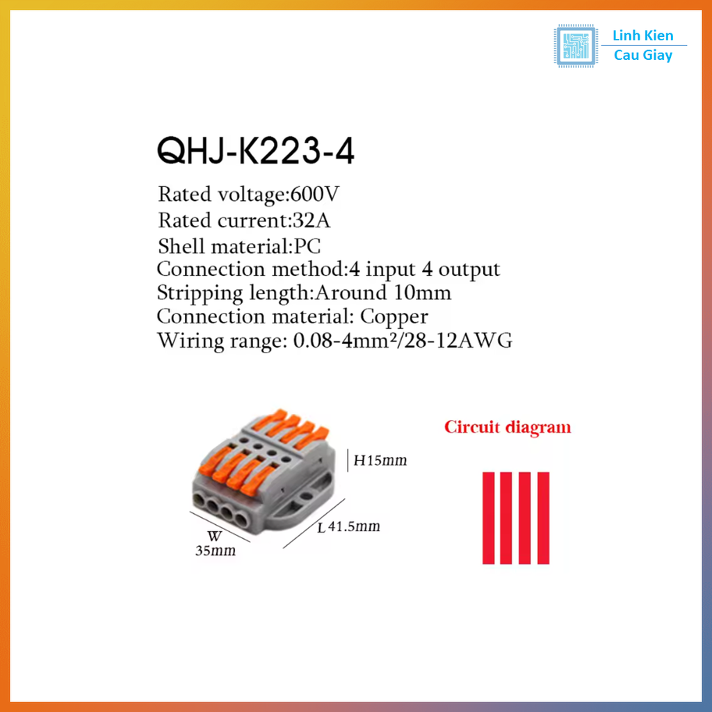 Jack Nối Dây 4 Chân SPL-4 có tai bắt ốc