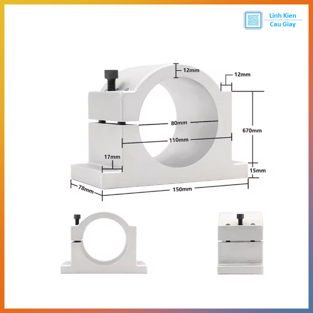 Gá kẹp động cơ phay Spindle 80mm CNC