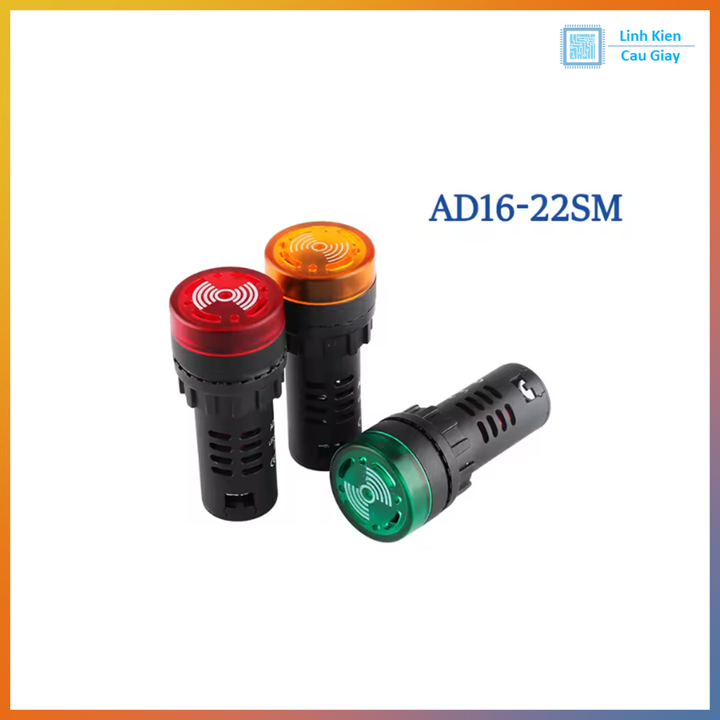 Đèn báo có còi phi 22mm AD16-22SM Màu xanh lá