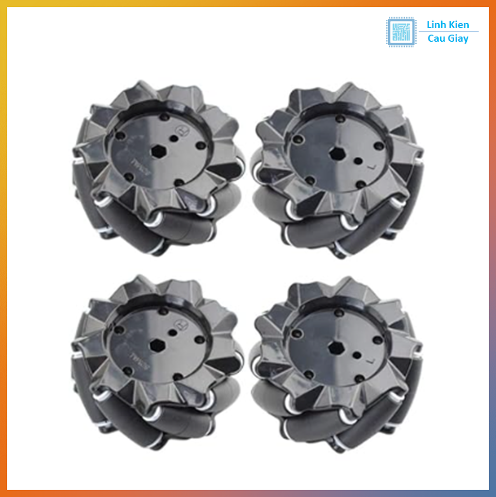 Bánh Xe Mecanum Đa Hướng 100mm (Gồm 4 bánh, không kèm chốt đồng)