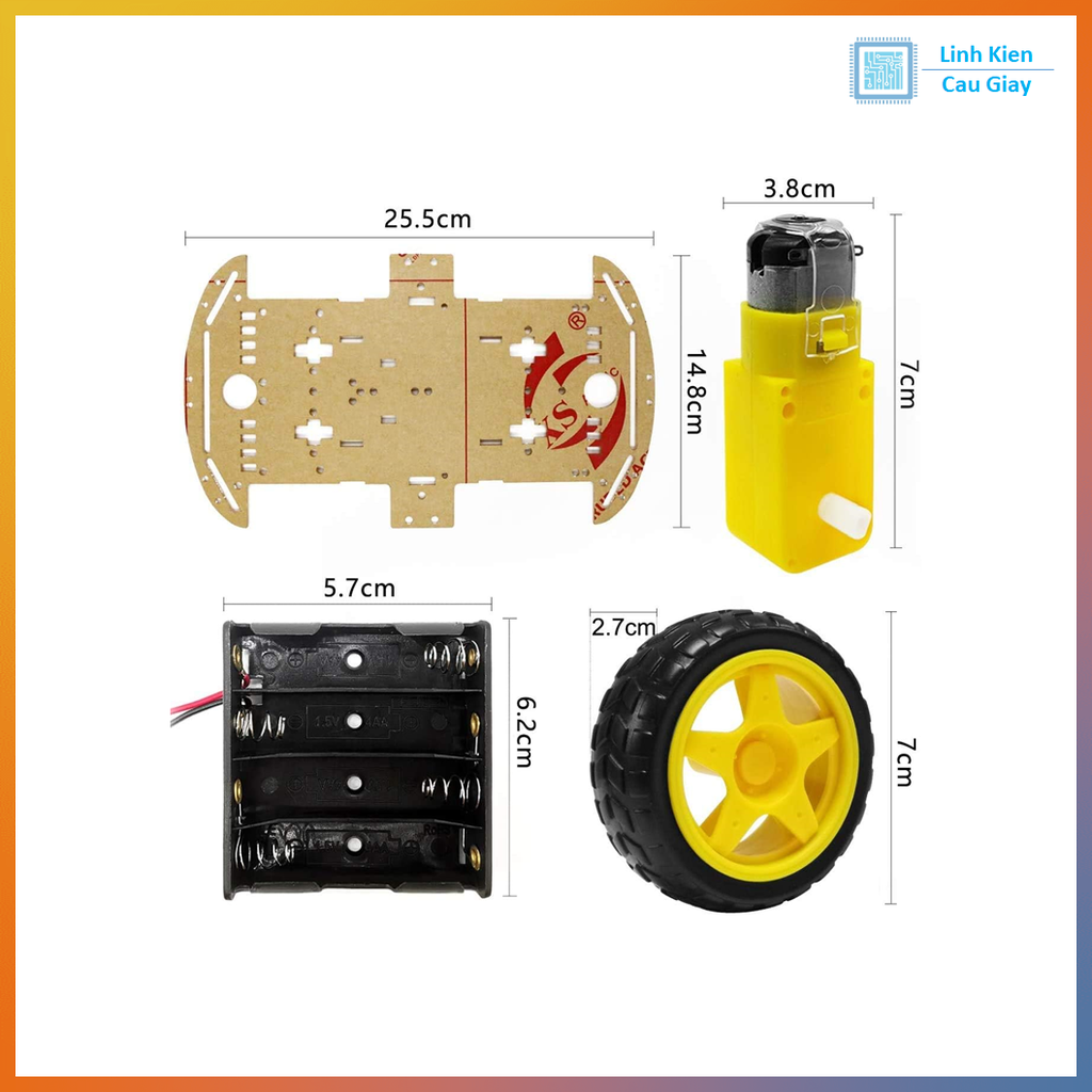Combo Khung Xe Robot 4 Bánh 2 Tầng Mica