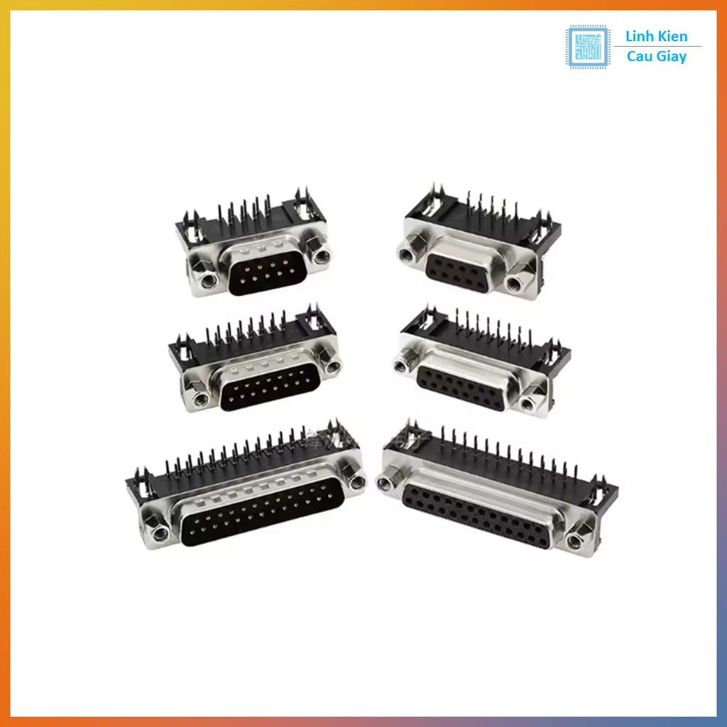 Đầu DB đực cái chân hàn cong DB9, DB15, DB25, DB37