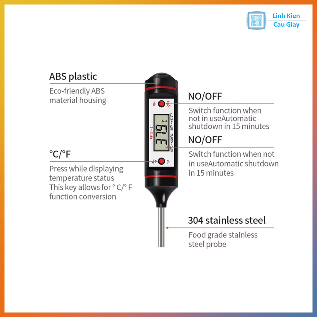 Nhiệt kế que đo nhiệt độ nước, sữa, dầu, lò nướng TP101 (que đo nhiệt độ)