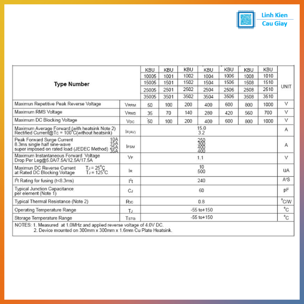 Linh kiện Diode KBU610 6A 1000V