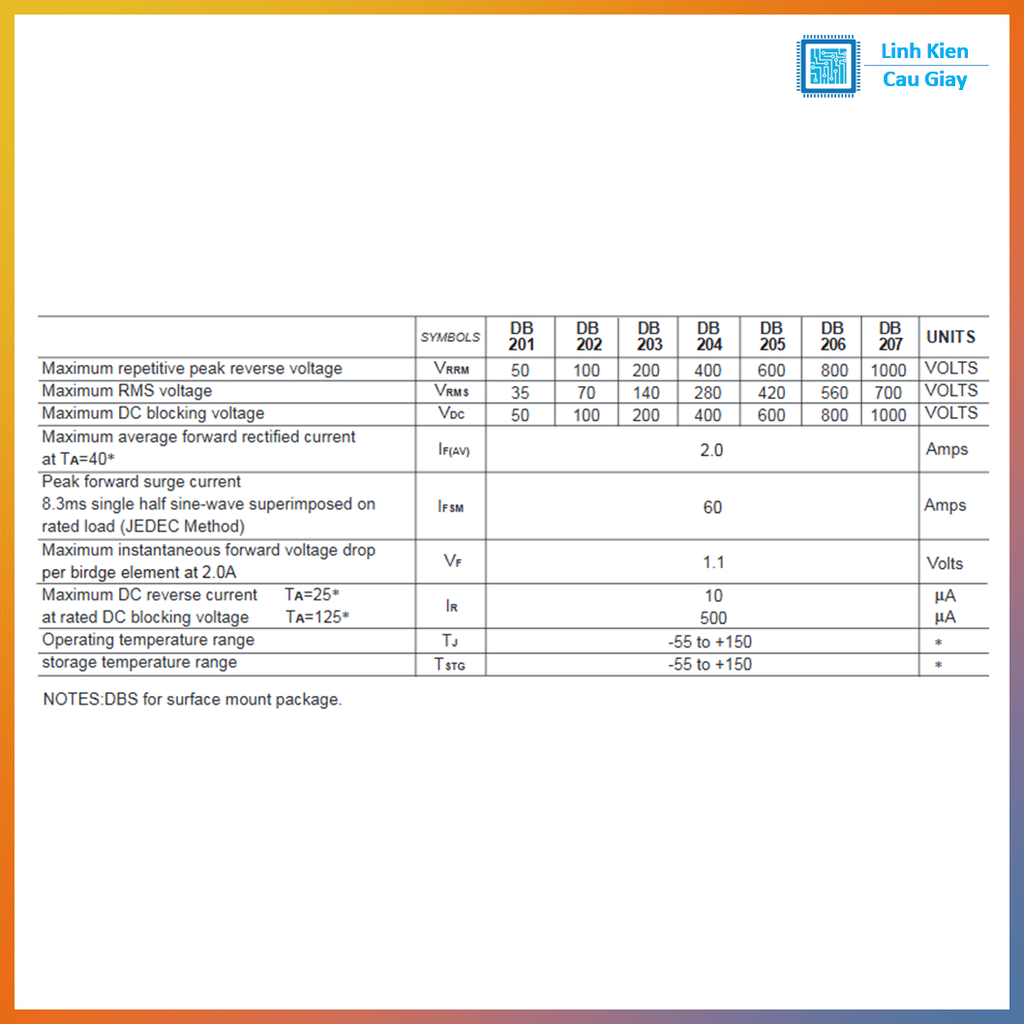 Linh kiện Diode Cầu DB107
