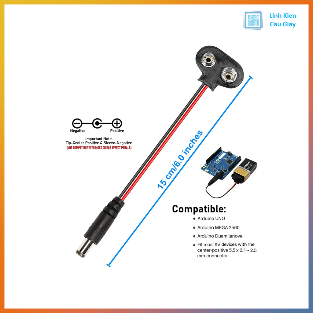 Dây Đế Pin 9V JACK DC