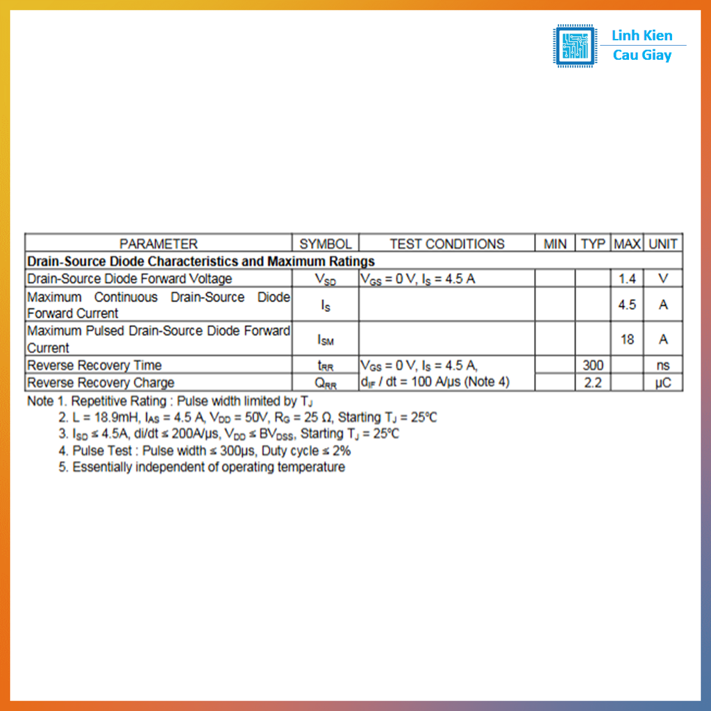 Linh kiện 5N60 TO-252 600V 5A kênh N