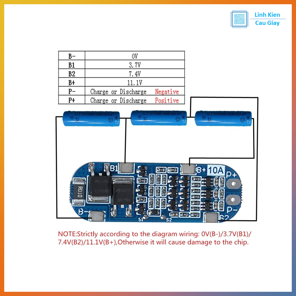 Mạch Sạc và Bảo Vệ Pin 10A Nối Tiếp 3 Cell 18650