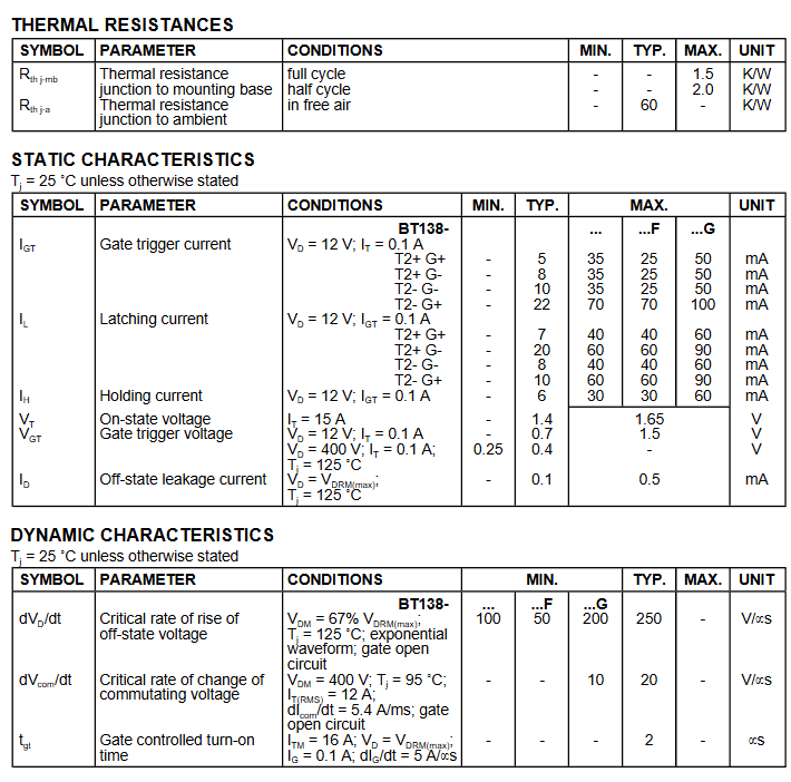Linh kiện Triac BT138-600E Chân cắm TO220