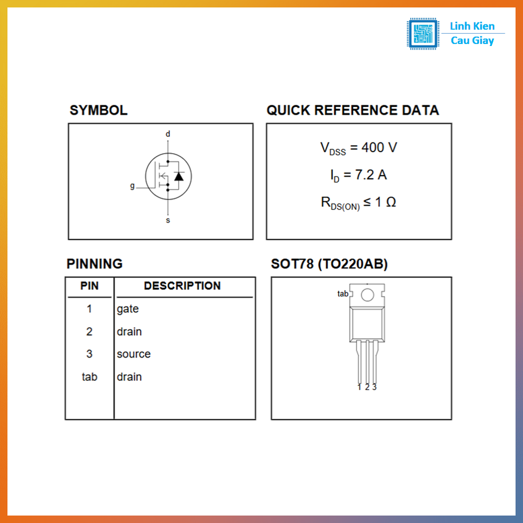 Linh kiện IRF730 TO-220 400V 5.5A kênh N