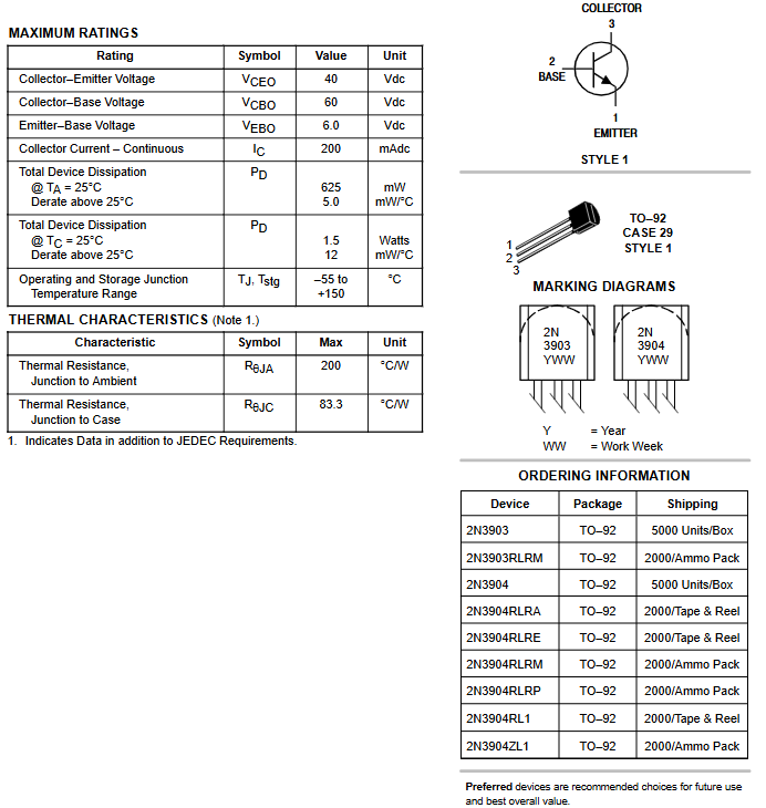 Linh kiện 2N3904 NPN DIP TO-92 (Gói 10c)