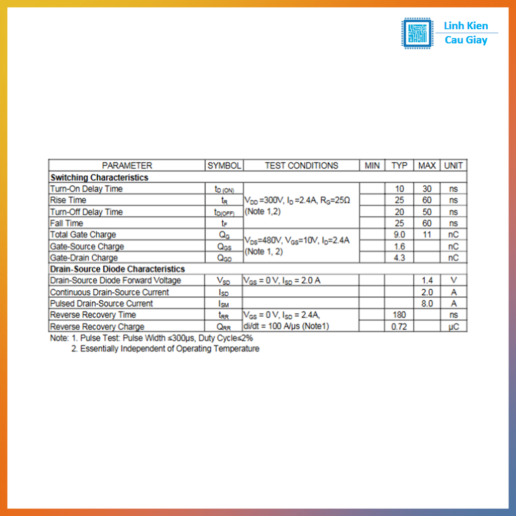 Linh kiện 2N60 DIP TO-220 600V kênh N
