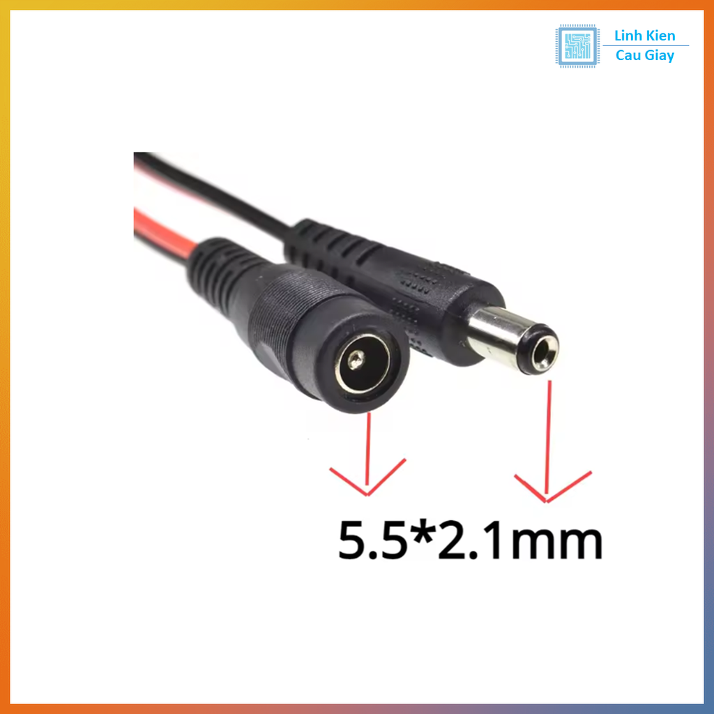 Dây kẹp cá sấu ra jack đầu cái, đầu đực DC5.5x2.1