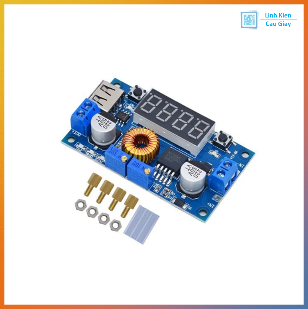 Mạch hạ áp XL4015 (5A) hiển thị led 7 đoạn đầu ra USB