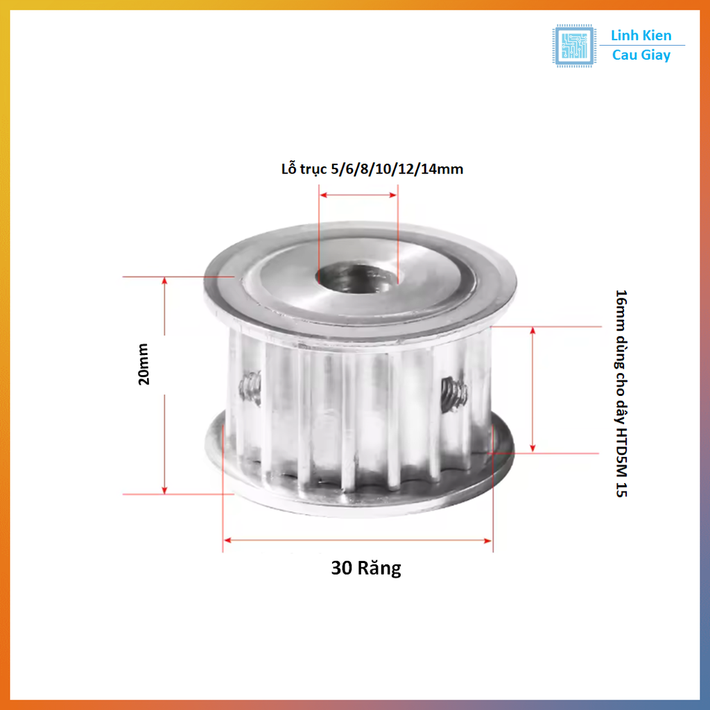 Puly 5M 30 Răng Rộng 15mm