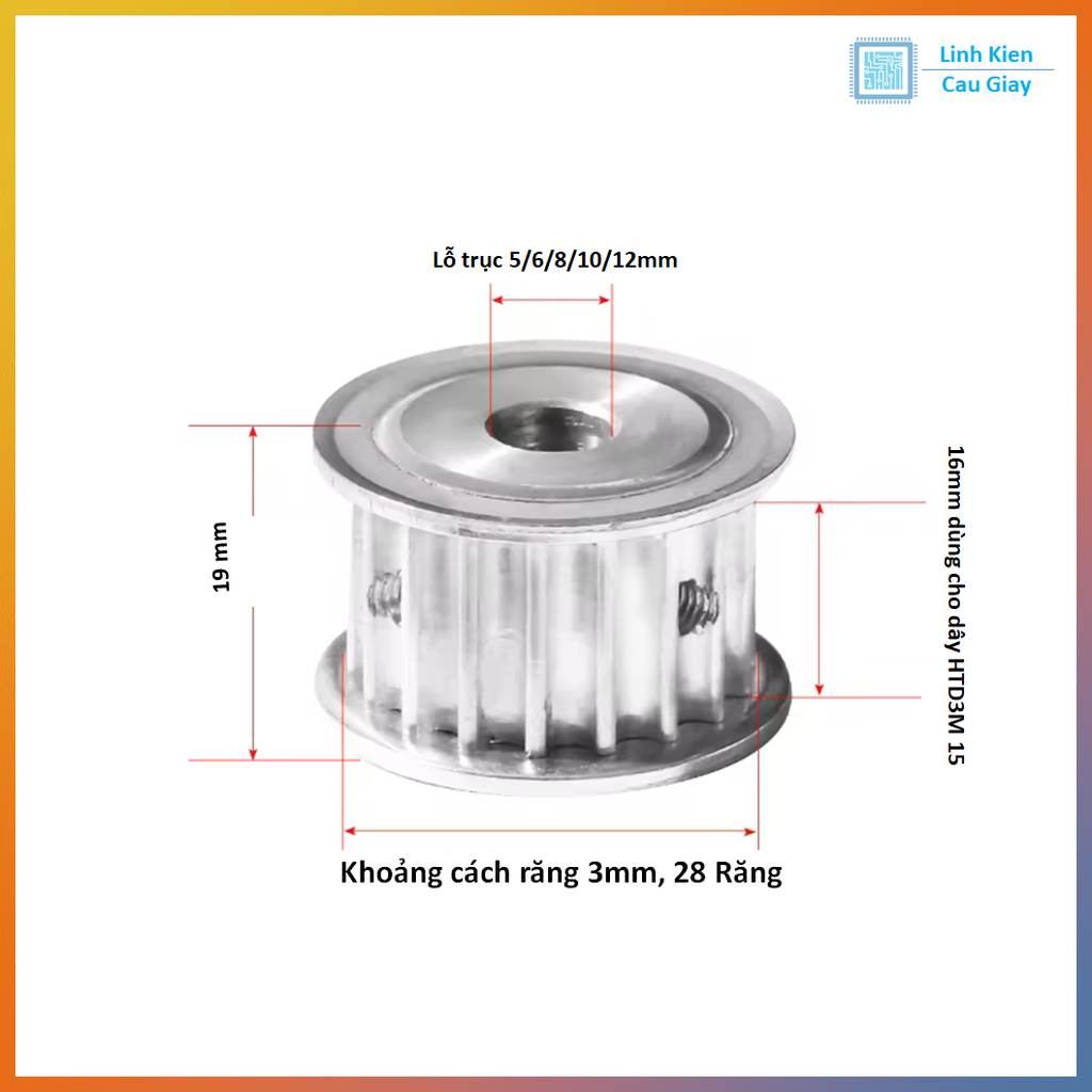 Puly 3M 28 Răng Rộng 15mm