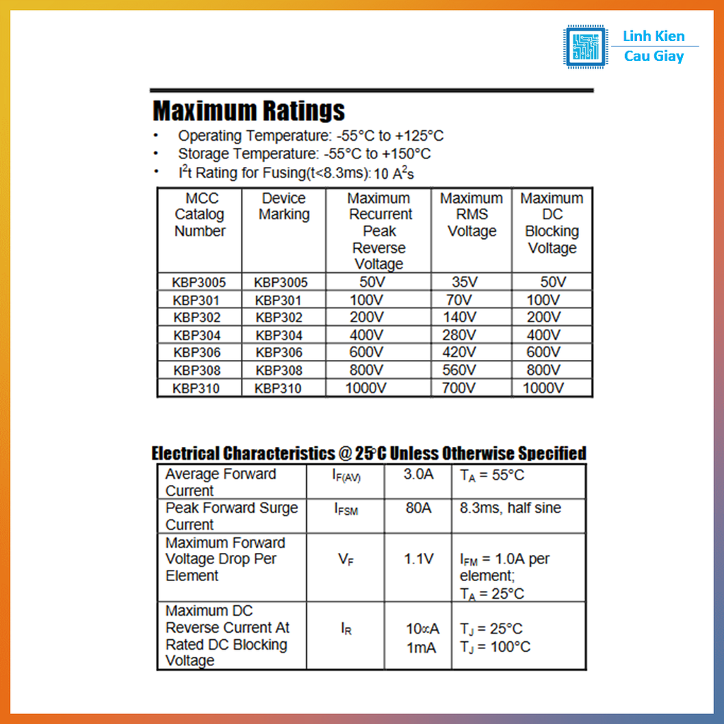 Linh kiện Diode Cầu KBP206