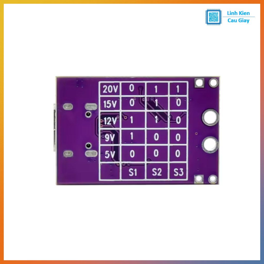 Module nguồn kích hoạt USB-C PD Trigger ra 5V 9V 12V 15V 20V