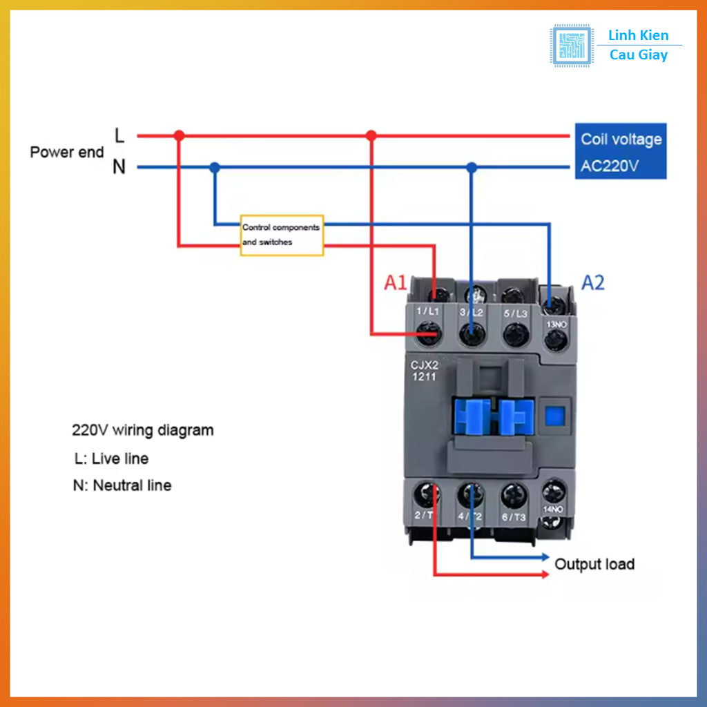 Contactor CHINT CJX2 cuộn hút 220VAC