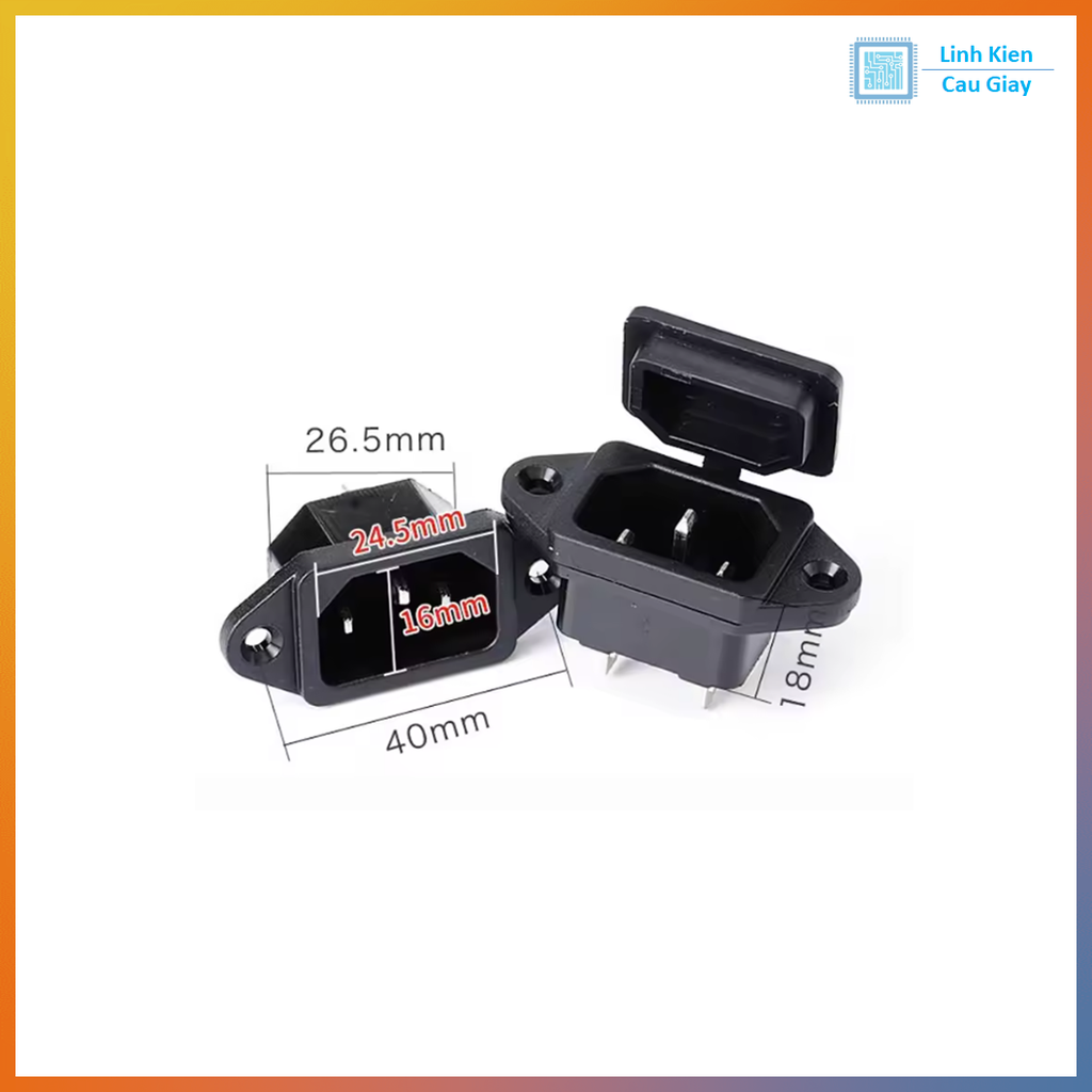 Ổ cắm nguồn AC-14 3 chân 250V 10A