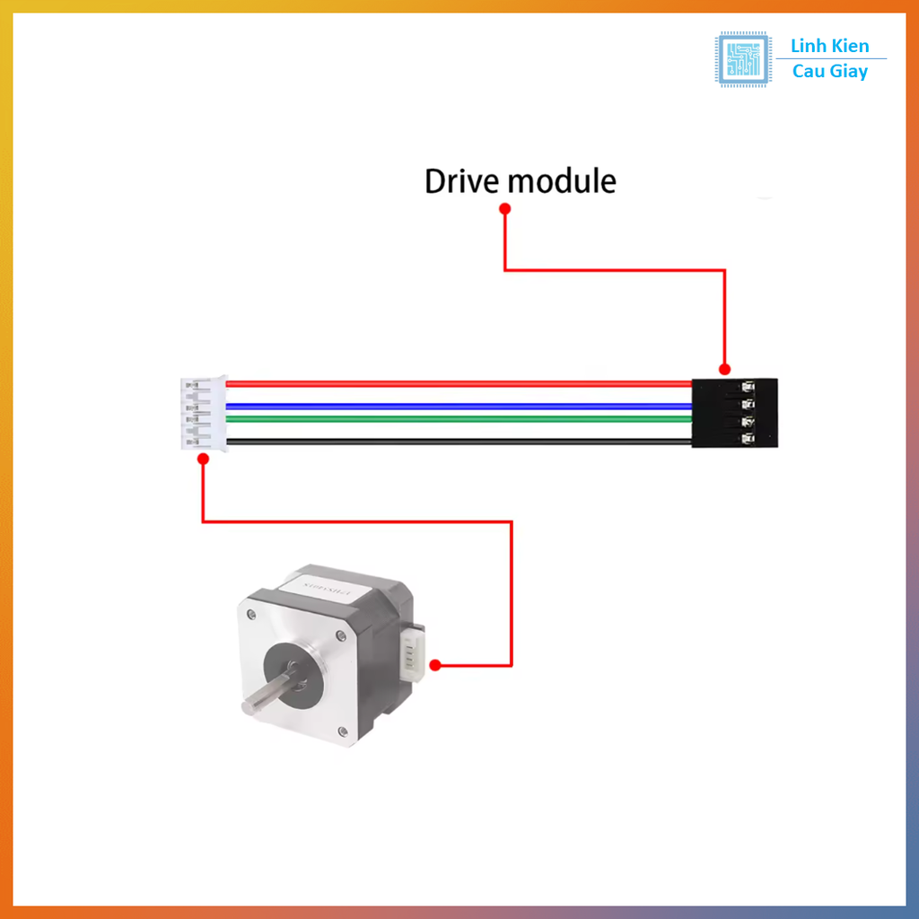 Dây nối động cơ bước NEMA17 – Cáp 4Pin Dupont sang 6Pin XH2.54 cho máy in 3D