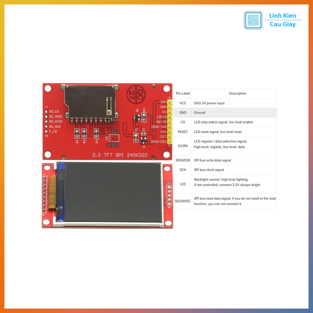 Màn hình LCD TFT 2.2 Inch Giao tiếp SPI ILI9341