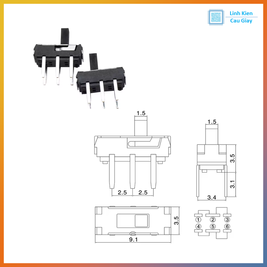 Công Tắc Gạt 6 Chân MSS22D18 DIP