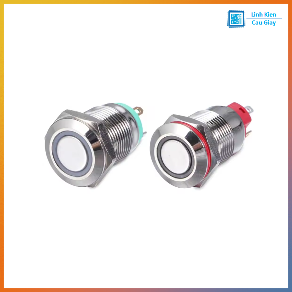 Nút nhấn kim loại 12mm có đèn 12V