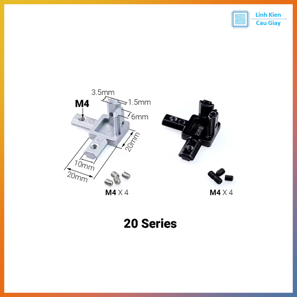 Ke 3 Góc Nhôm Định Hình 2020, 3030, 4040 (Màu đen)