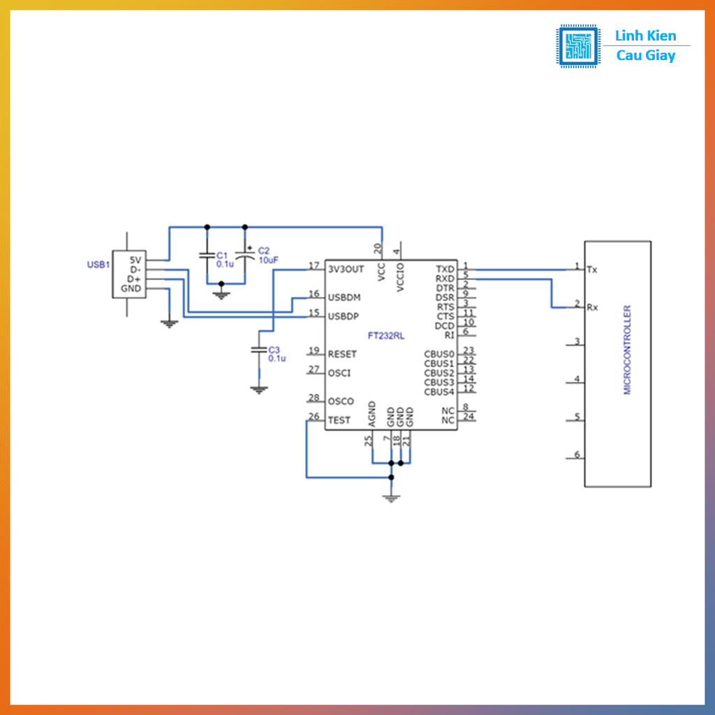 Linh kiện IC FT232RL chân dán SSOP28