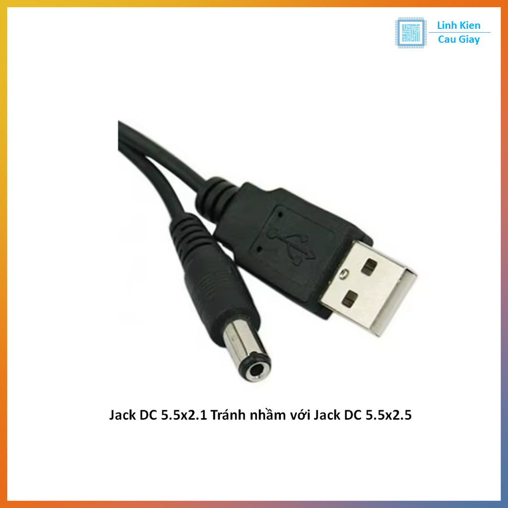 Dây Cáp Nguồn USB 5v ra 5V, 9V, 12V chân DC 5,5mm x 2.1mm