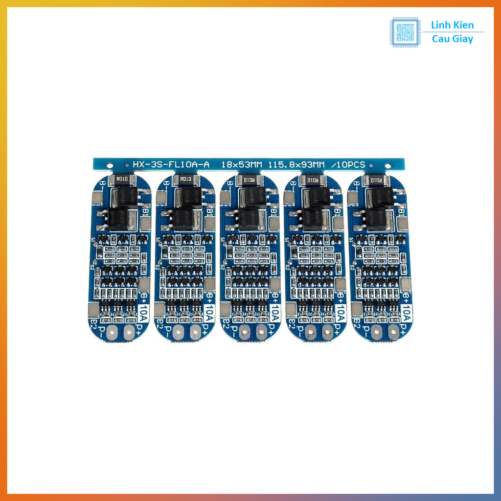 Mạch Sạc và Bảo Vệ Pin 10A Nối Tiếp 3 Cell 18650