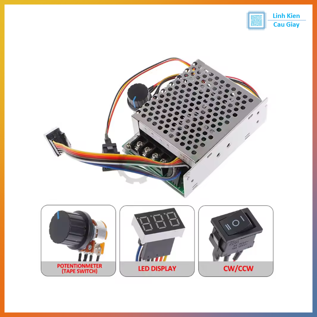 Module điều khiển tốc độ, chiều quay động cơ DC 60A hiển thị đồng hồ led