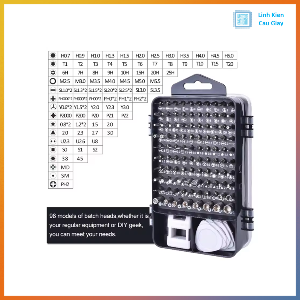 Bộ tua vít đa năng sữa chữa điện thoại, máy tính, laptop chuyên nghiệp 115 chi tiết