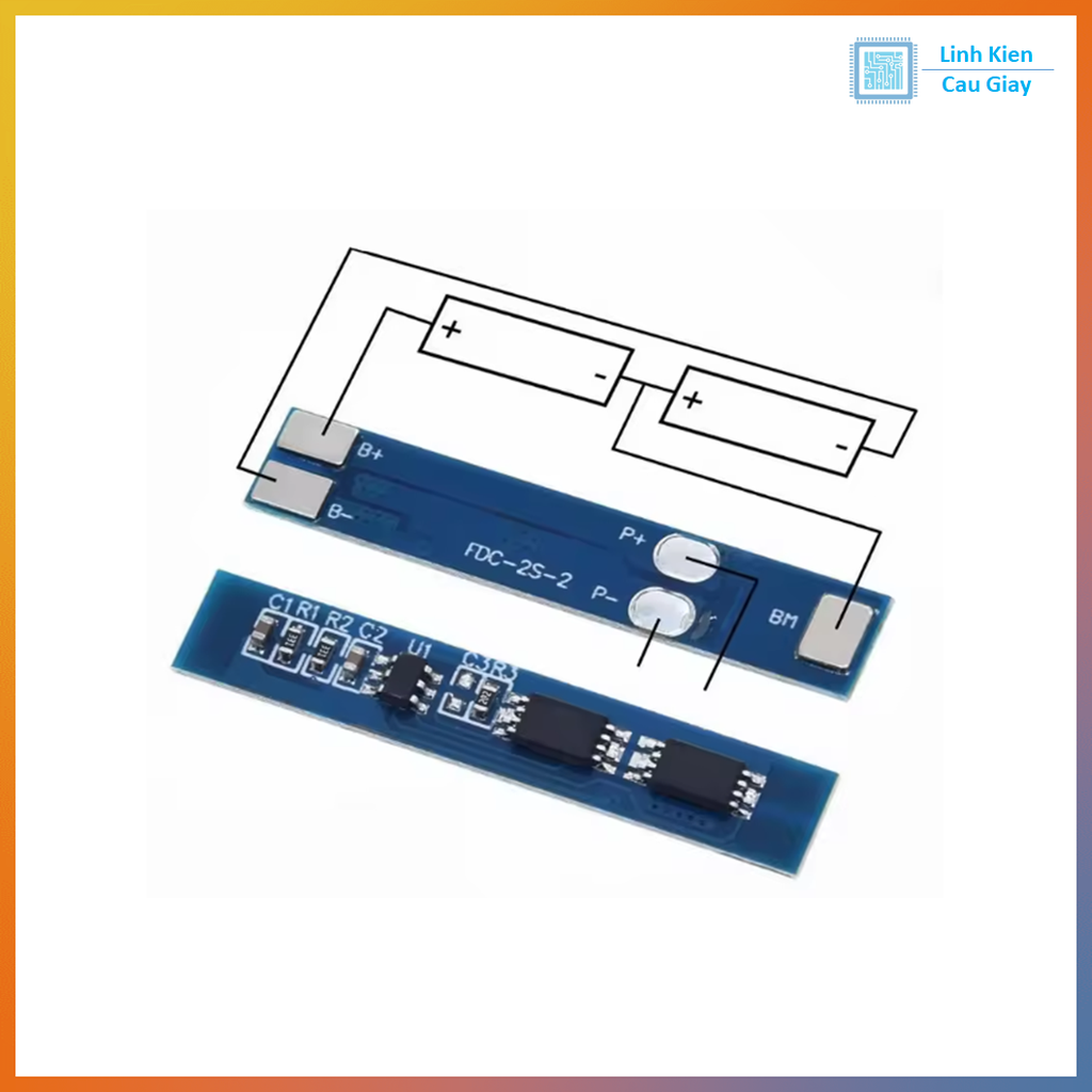 Mạch sạc và bảo vệ pin 2 Cell 3A lithium 18650