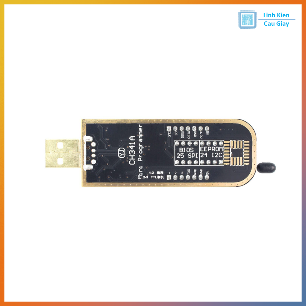 Mạch Nạp CH341A USB – Lập Trình EEPROM 24xx & SPI Flash 25xx, Hỗ Trợ SOP8 Clip, Tương Thích Windows/Linux