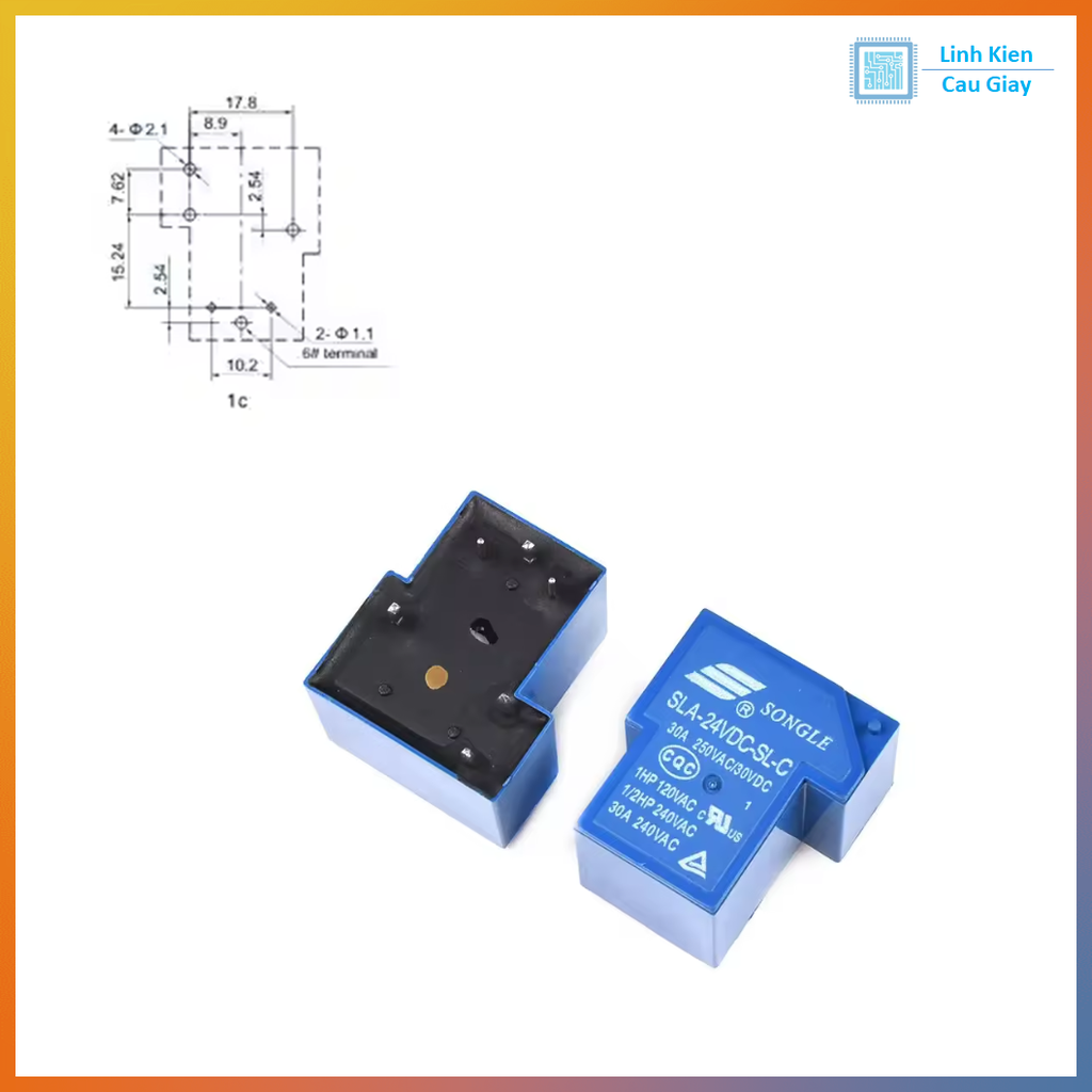 Relay SLA-5V / 12V / 24VDC-SL-A 30A 6 chân