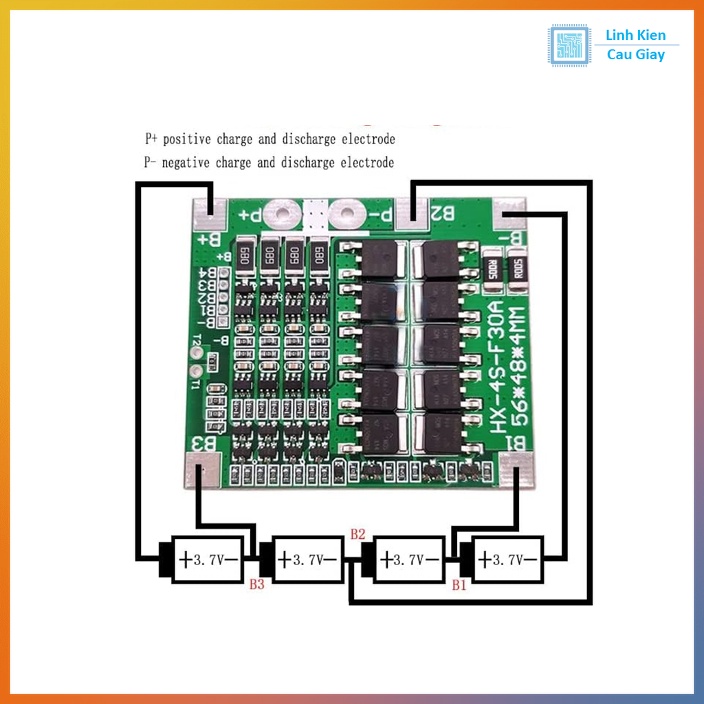 MẠCH SẠC CÂN BẰNG VÀ BẢO VỆ PIN 4 CELL 18650 30A