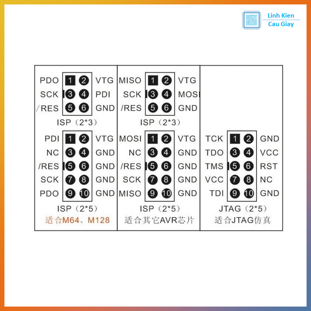 PCB chuyển đổi AVR ISP 10 pin sang 6 pin arduino