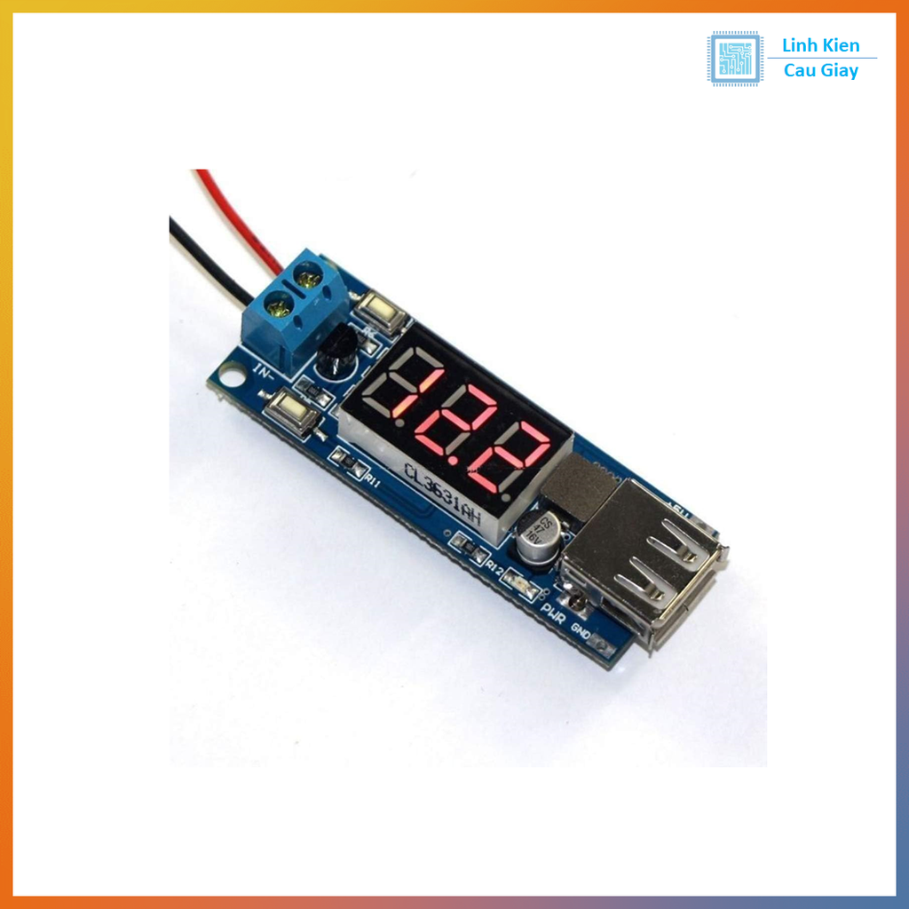 Mạch Hạ Áp Buck 4.55-15V Xuống 5V 2A Cổng USB Sạc Điện Thoại