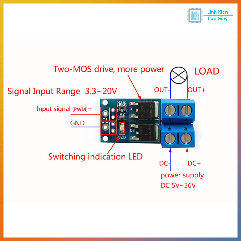 Module Công Tắc MOSFET  Kép 15A (2 Kênh) PWM
