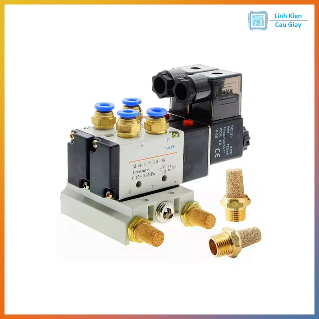 Giảm thanh khí nén bằng đồng, giảm âm khí nén chống ồn chống bụi bẩn vào van điện từ khí nén